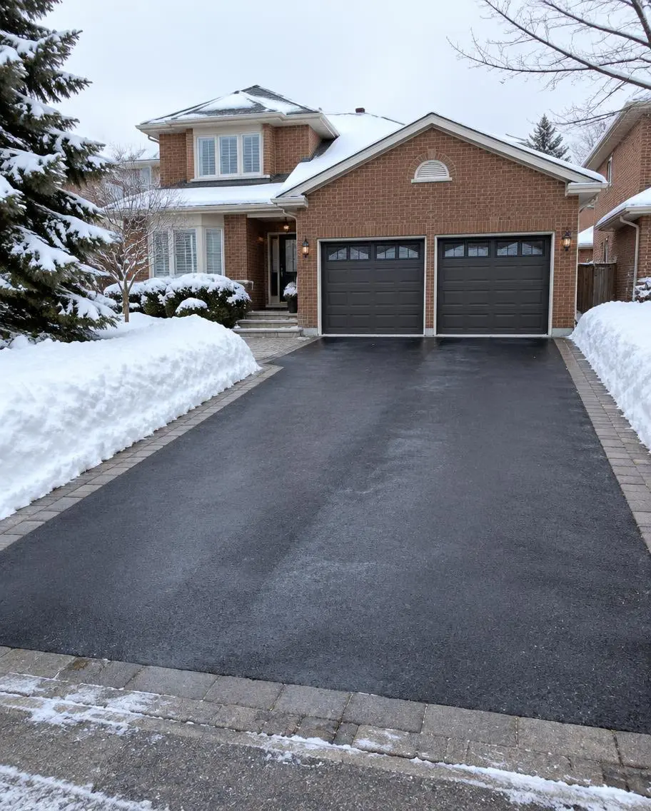 Cleared residential driveway after a Toronto snowfall